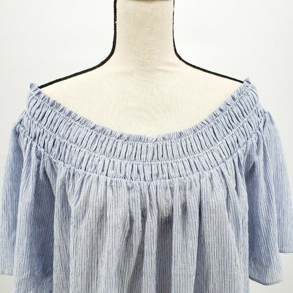 ^A New Day Women's Large NWT Off The Shoulder Striped Blouse Shirt Top - Picture 2 of 6